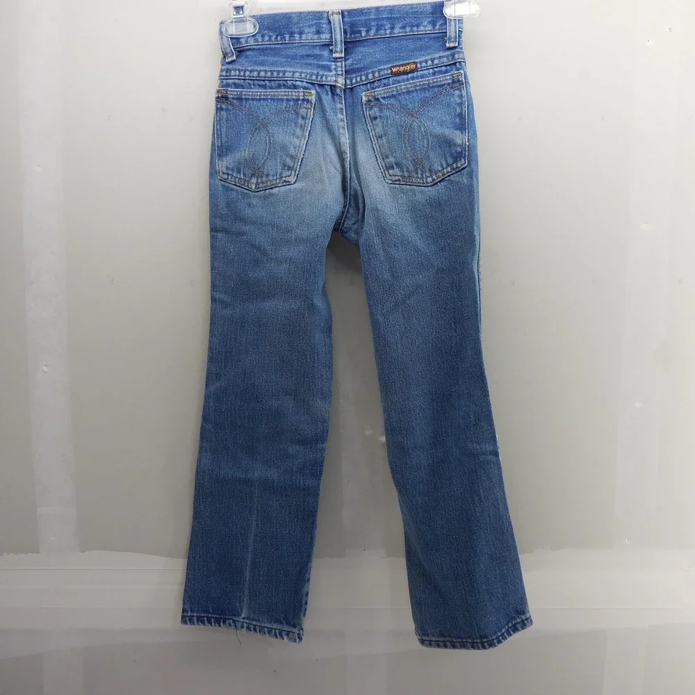 Vintage Wrangler Youth Jeans 10 Regular Made in USA Blue Thrashed 22x23 595BSWR